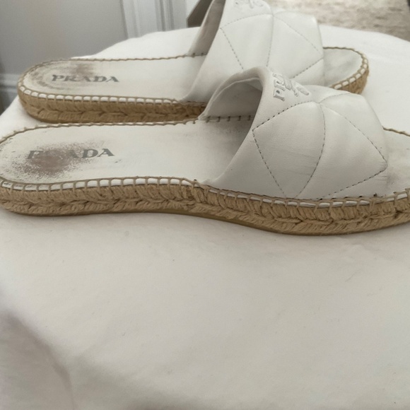 Prada white quilted espadrilles slides size 41 - Picture 5 of 7